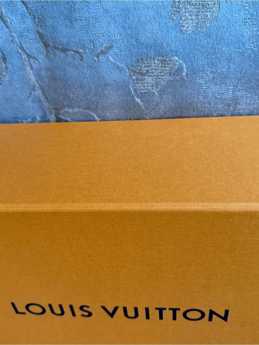Louis Vuitton Orange Empty Gift Box with LV Blue Logo magnetic close
